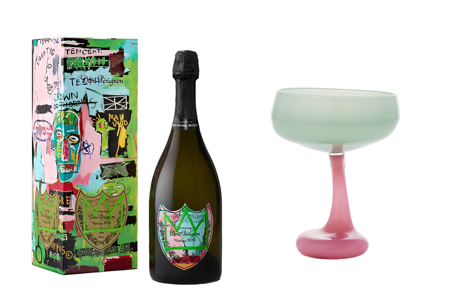 The Signature Glass by Helle Mardahl from Moda Operandi paired with Dom Pérignon Vintage 2015 Special Edition – Tribute to Jean-Michel Basquiat