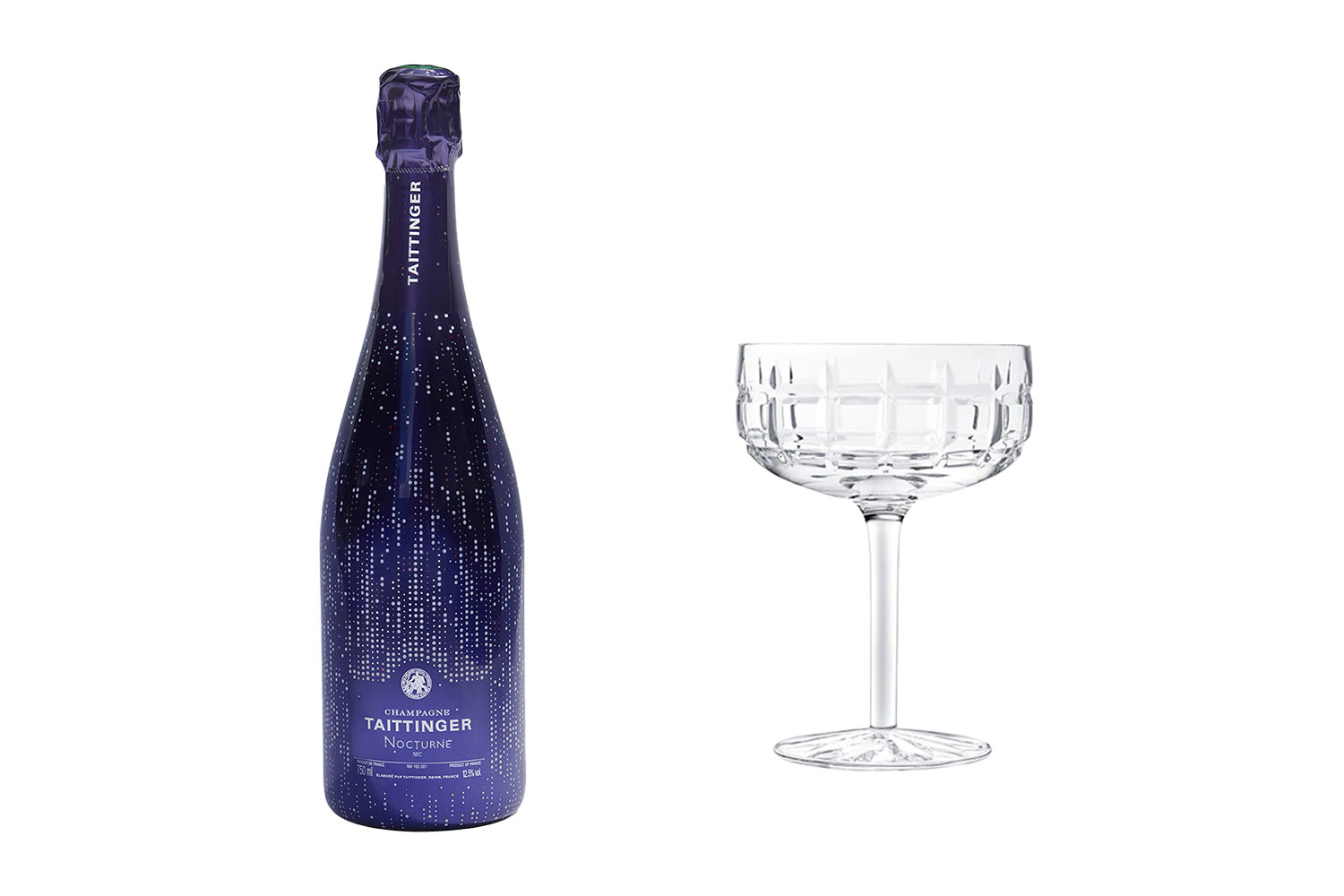 Manhattan Cocktail Glass paired with Nocturne Champagne by Taittinger