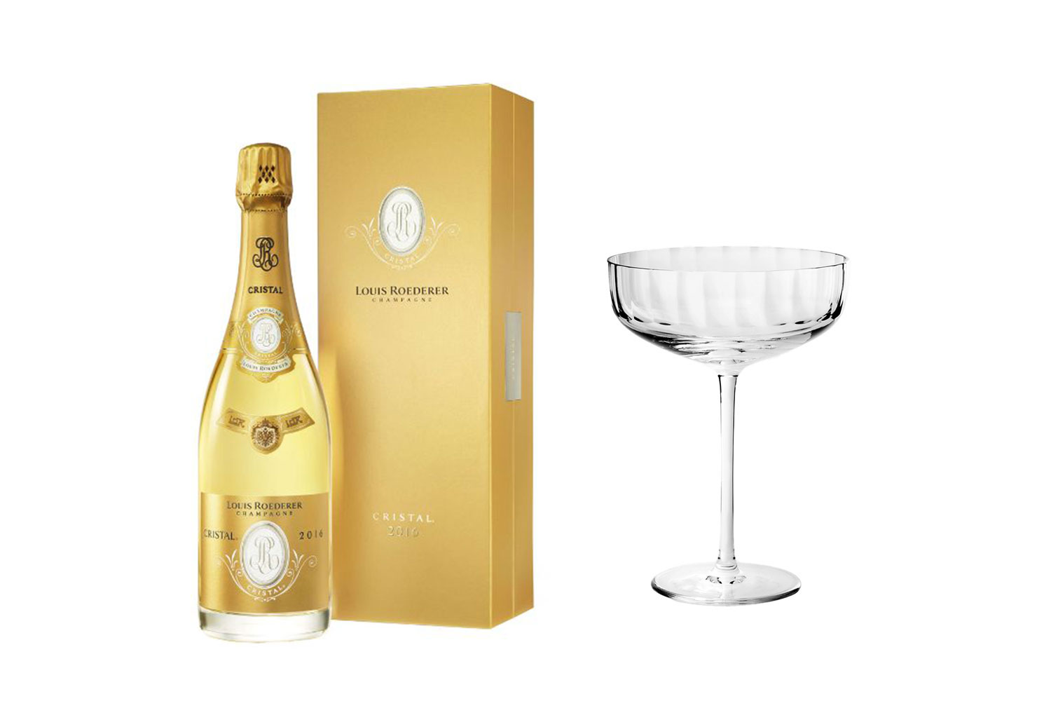 Fluted Large Coupe by Richard Brendon paired with Louis Roederer Champagne Cristal 2016.