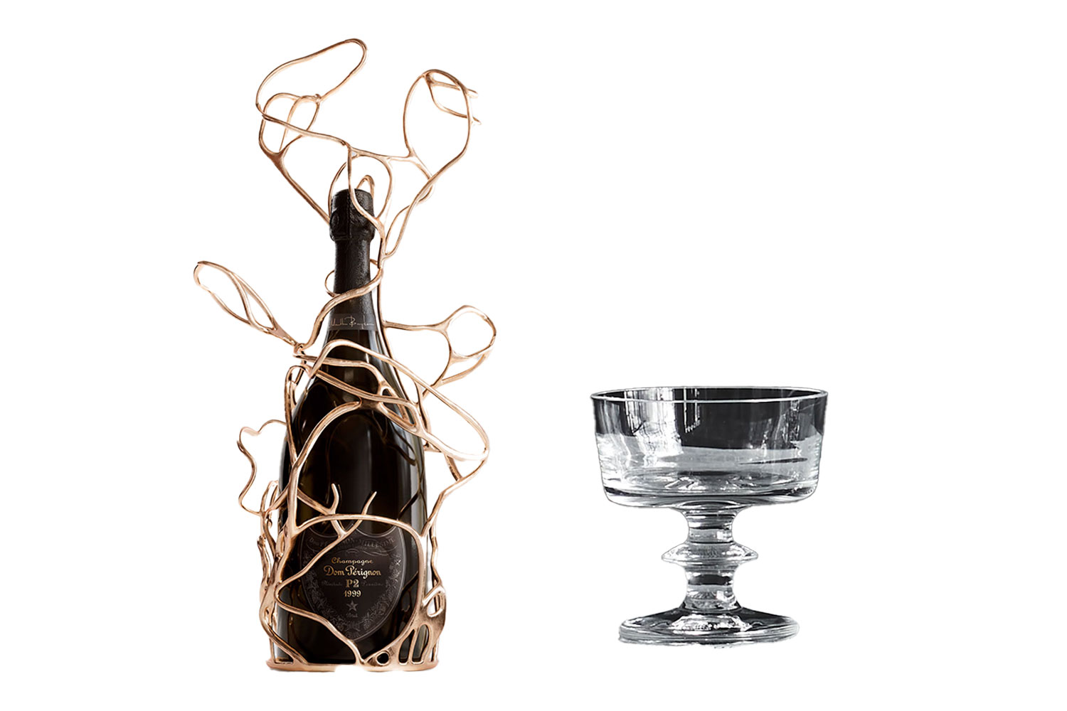 Straight Coupe Glass by Roman and Williams Guild paired with Vintage 1999- Plénitude 2 by Dom Pérignon x Mathias Bengtsson