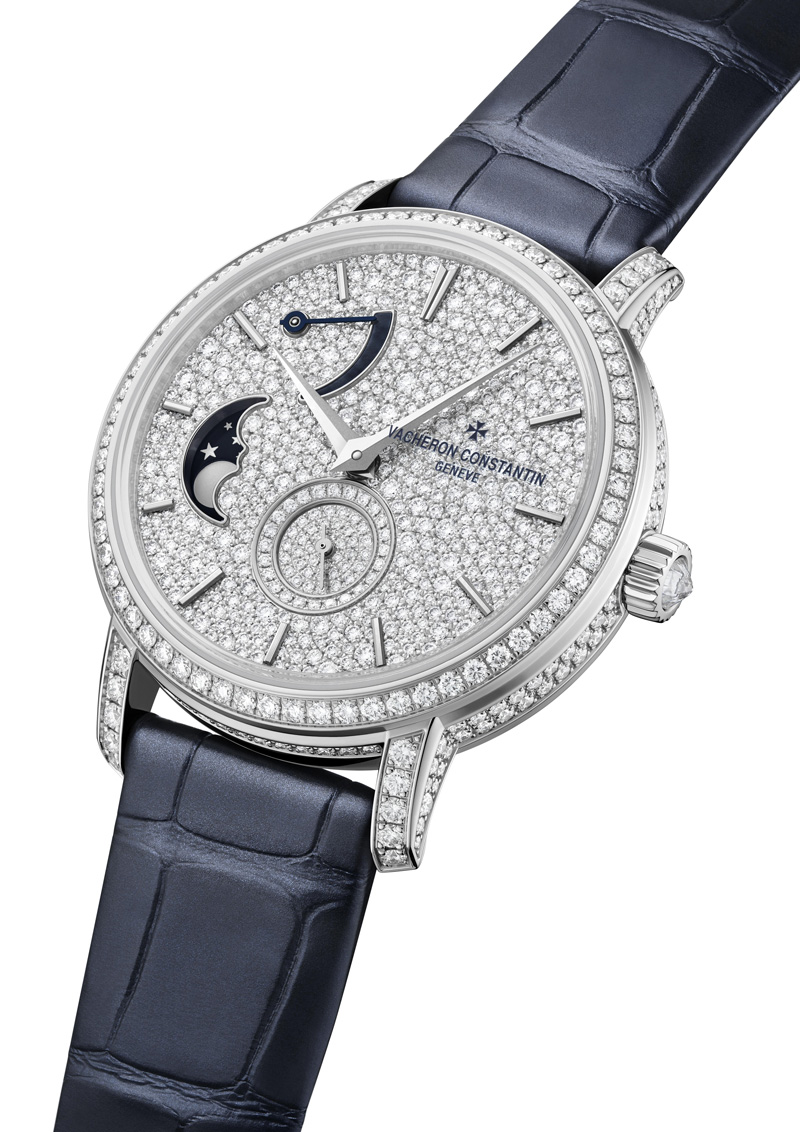 a Vacheron Constantin Traditionnelle Pave Moon Phase 37MM in White Gold.