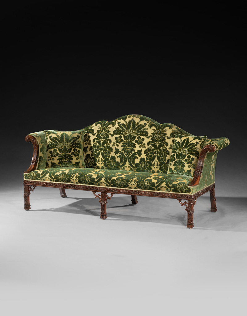 A pair of mahogany settees from the St. Giles's House suite, attributed to William Vile.