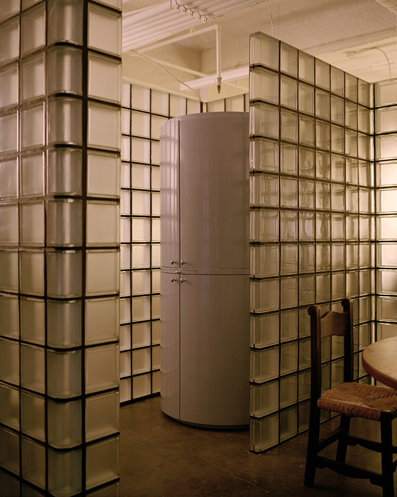 A custom cylindrical cabinet.