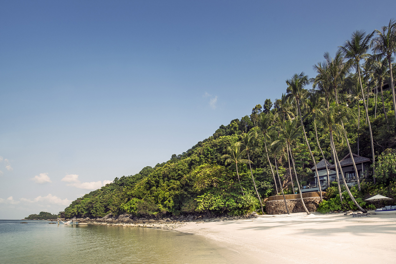 Quiet beach at the Four Seasons Resort Koh Samui in Thailand, which is the setting of the third season of HBO’s The White Lotus.