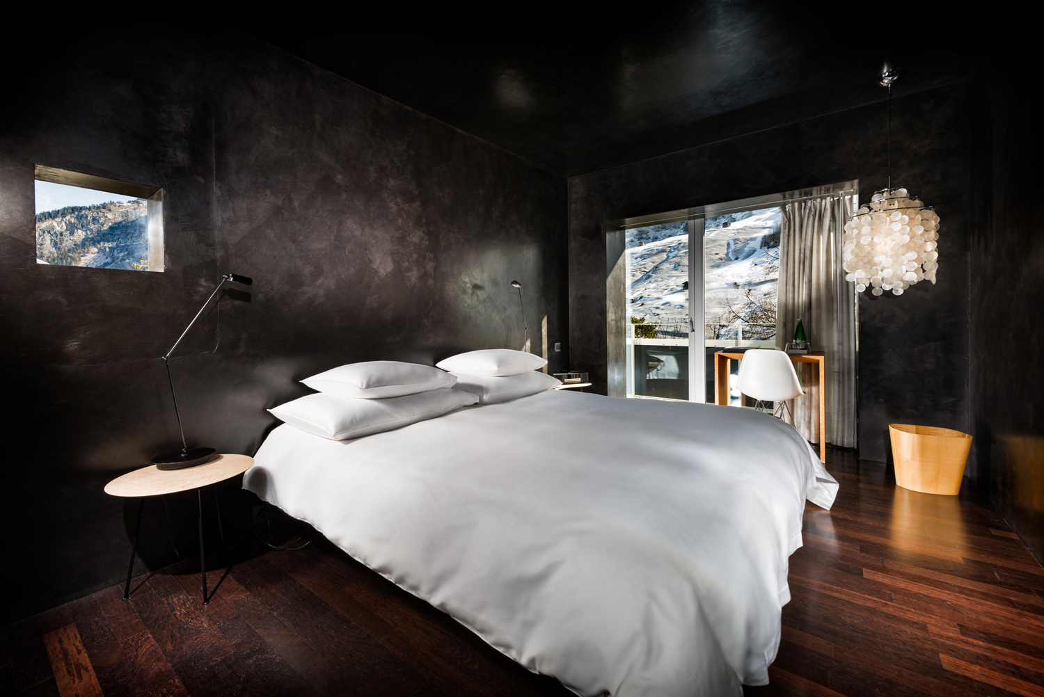 A Peter Zumthor-designed room at 7132 Hotel.