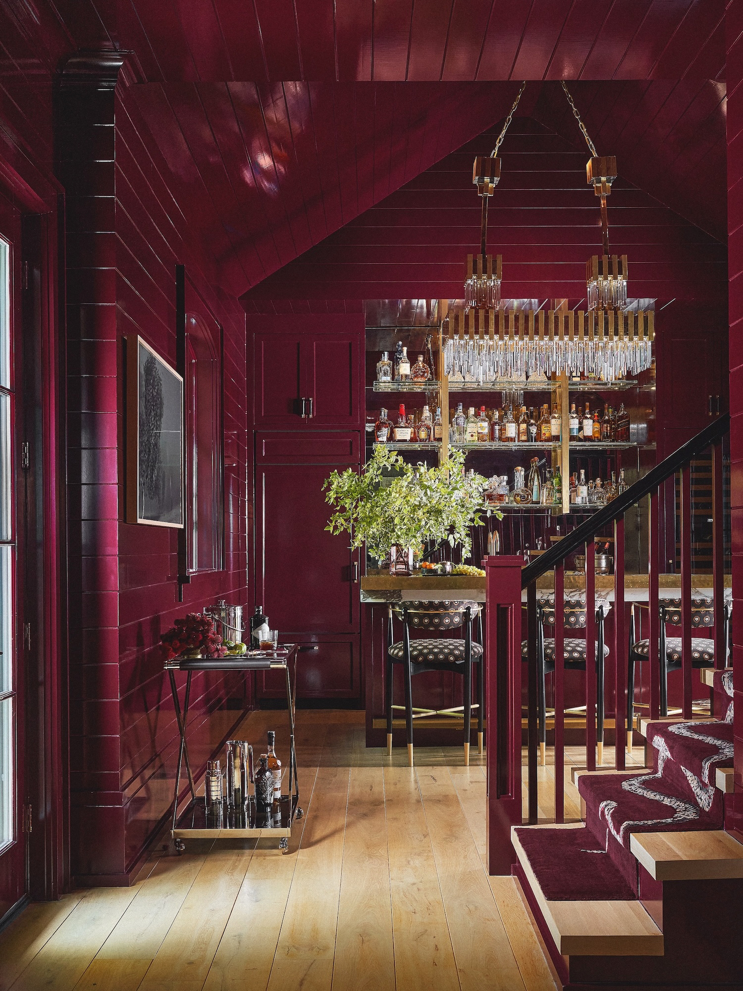 A downstairs wine bar at a home in Amagansett.