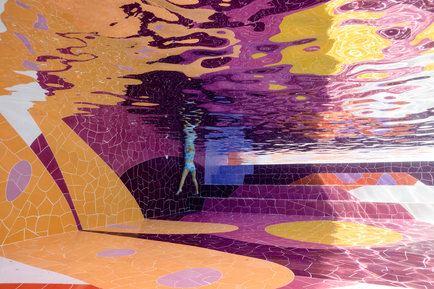 Vibrant tilework transforms a pool in Miami into a living canvas.