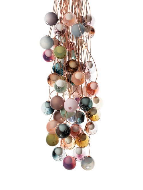 From the 28 series, blown glass and copper suspension light by Bocci.