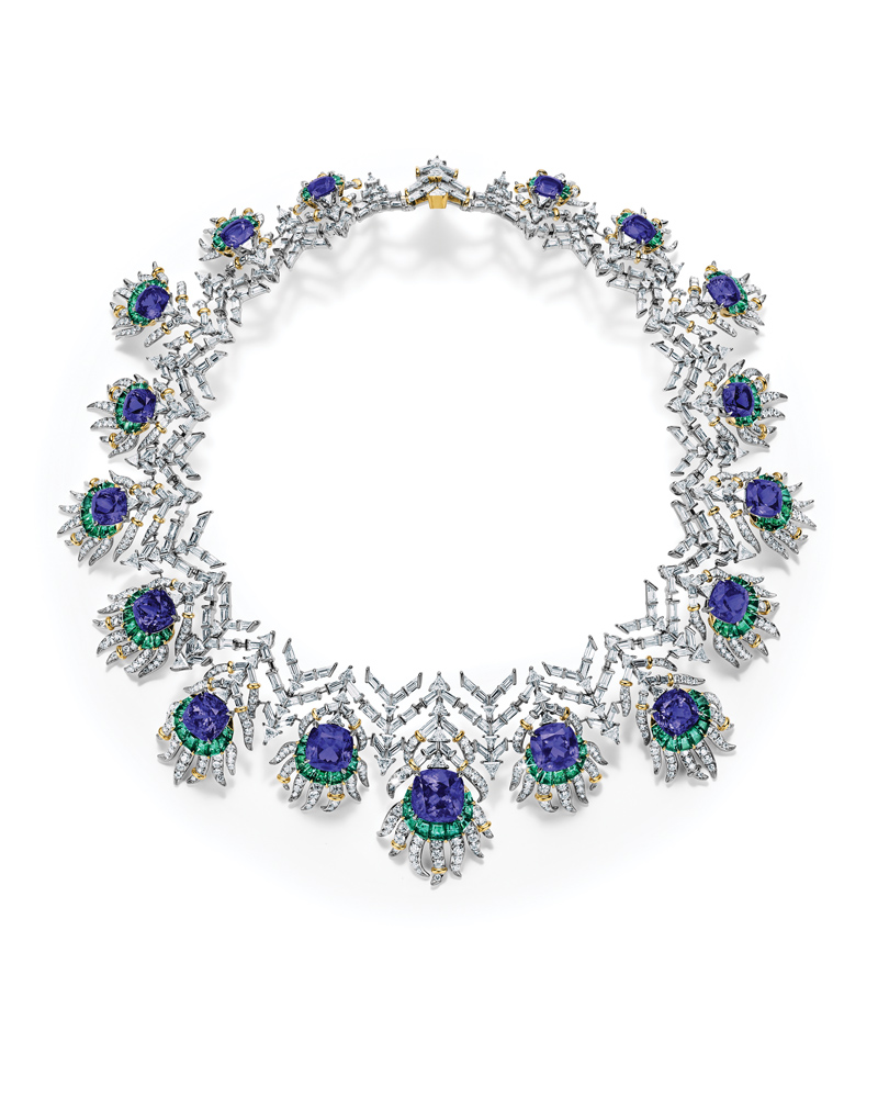 Peacock tanzanite necklace from the Blue Book 2024: Tiffany Céleste collection.