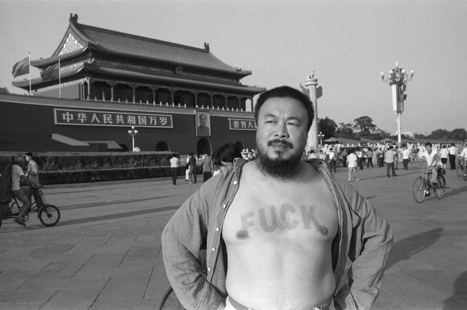 Ai Weiwei with the word 