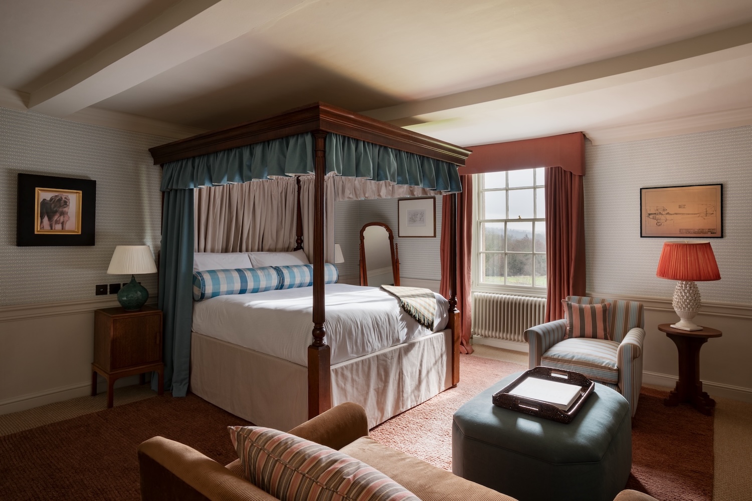 A guest bedroom at Chatsworth House