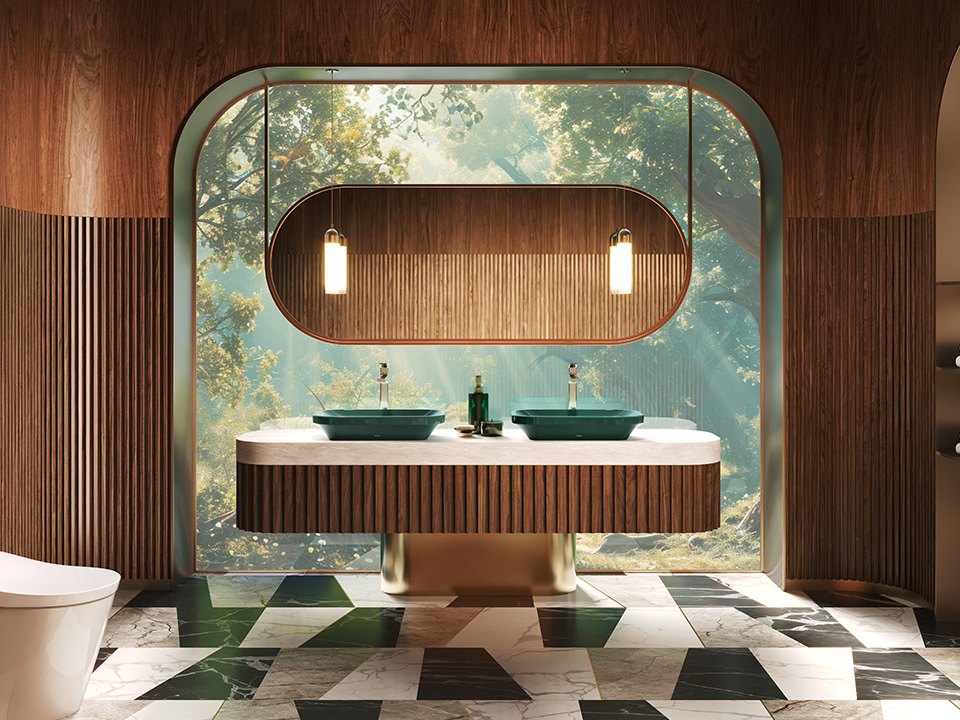 Vessel lavatory in forest green by Toto.