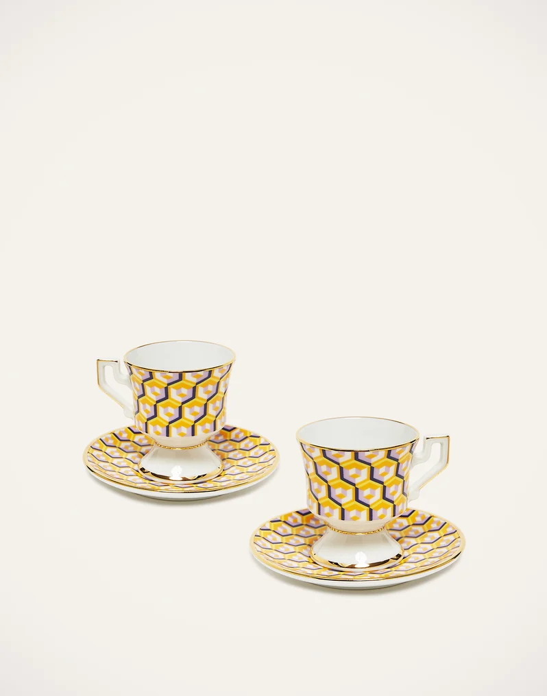 Cubi Giallo espresso cup and saucer by La Double J.