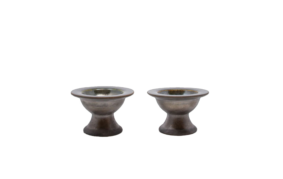 Matte bronze salt cellar by Christopher Spitzmiller.