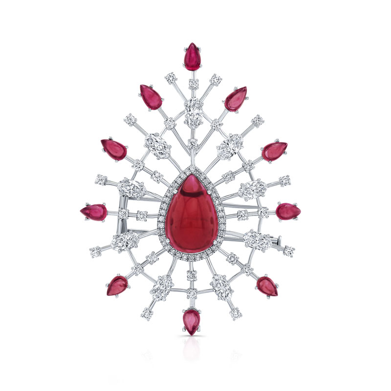 Rahaminov’s diamond and pink tourmaline brooch.