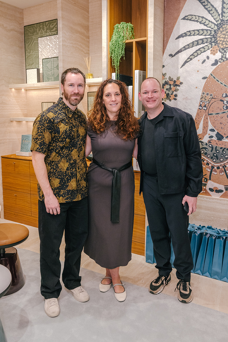 Josh Greene, Jill Sieracki, and David Ries at the opening of the Arte flagship in New York.
