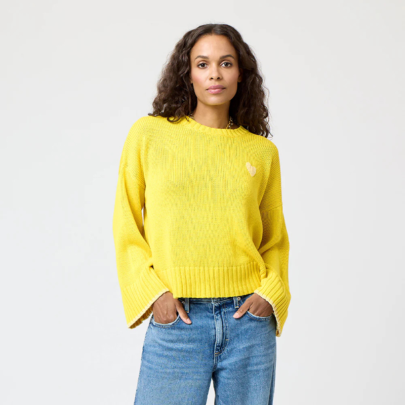 Kerri Rosenthal summer sweater in Sunshine Yellow.