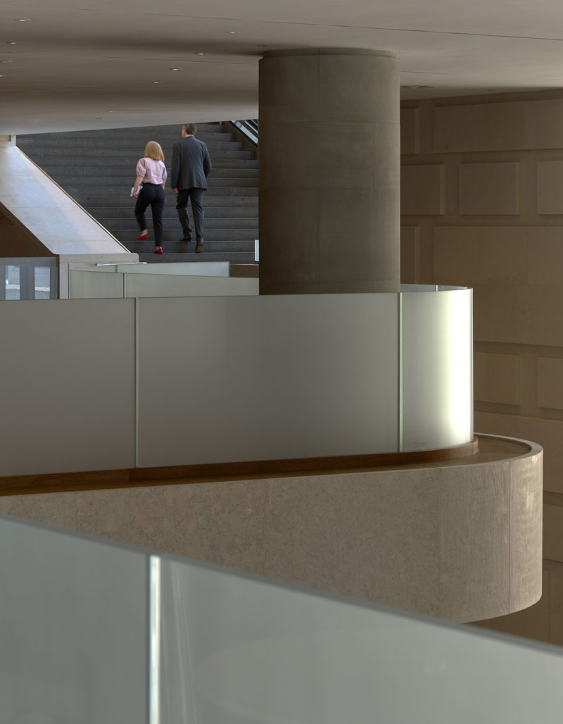 View from Sainsbury Wing mezzanine toward the grand stair.