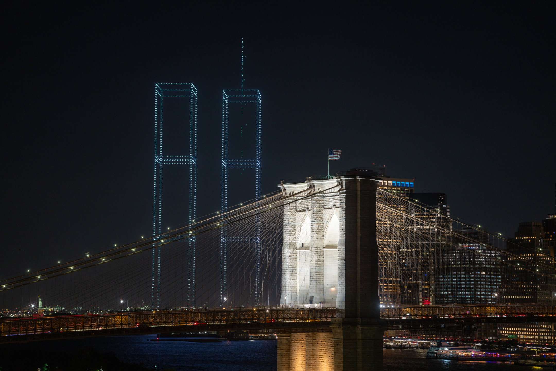 Drones Recreate Twin Towers Over New York Harbor for 9/11 Anniversary